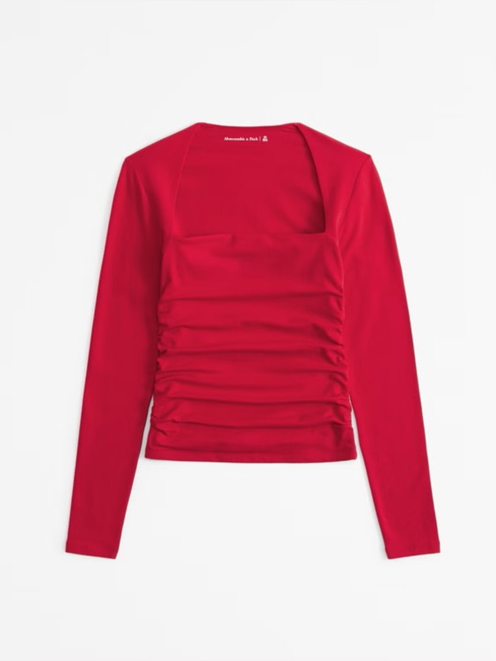 Abercrombie & Fitch Red Square-Neck Long Sleeve Top
